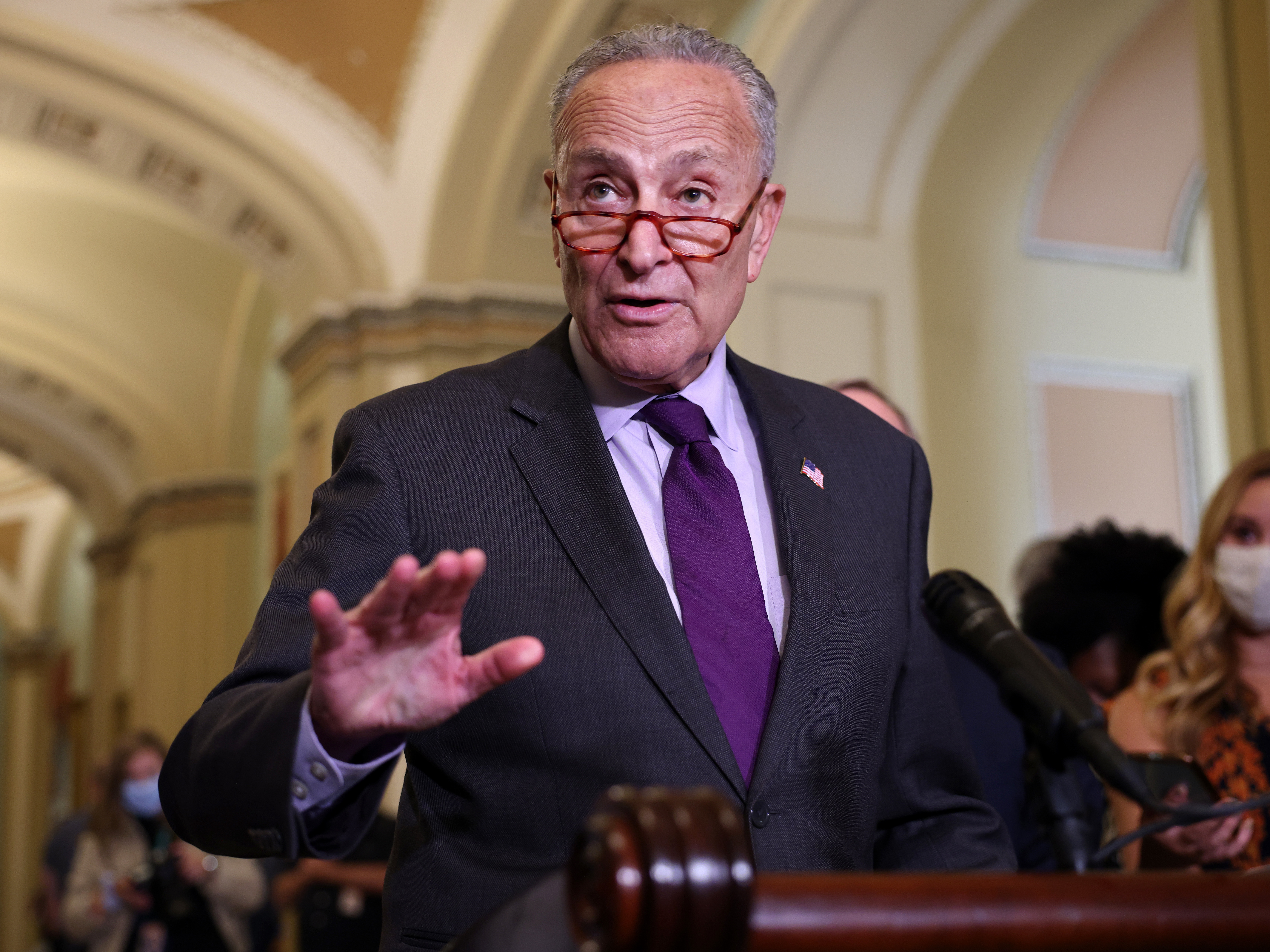 caption: Senate Majority Leader Charles Schumer, D-N.Y., has promised to pursue alternative paths to include immigration reform in a budget bill after the chamber's parliamentarian ruled against his party's effort.