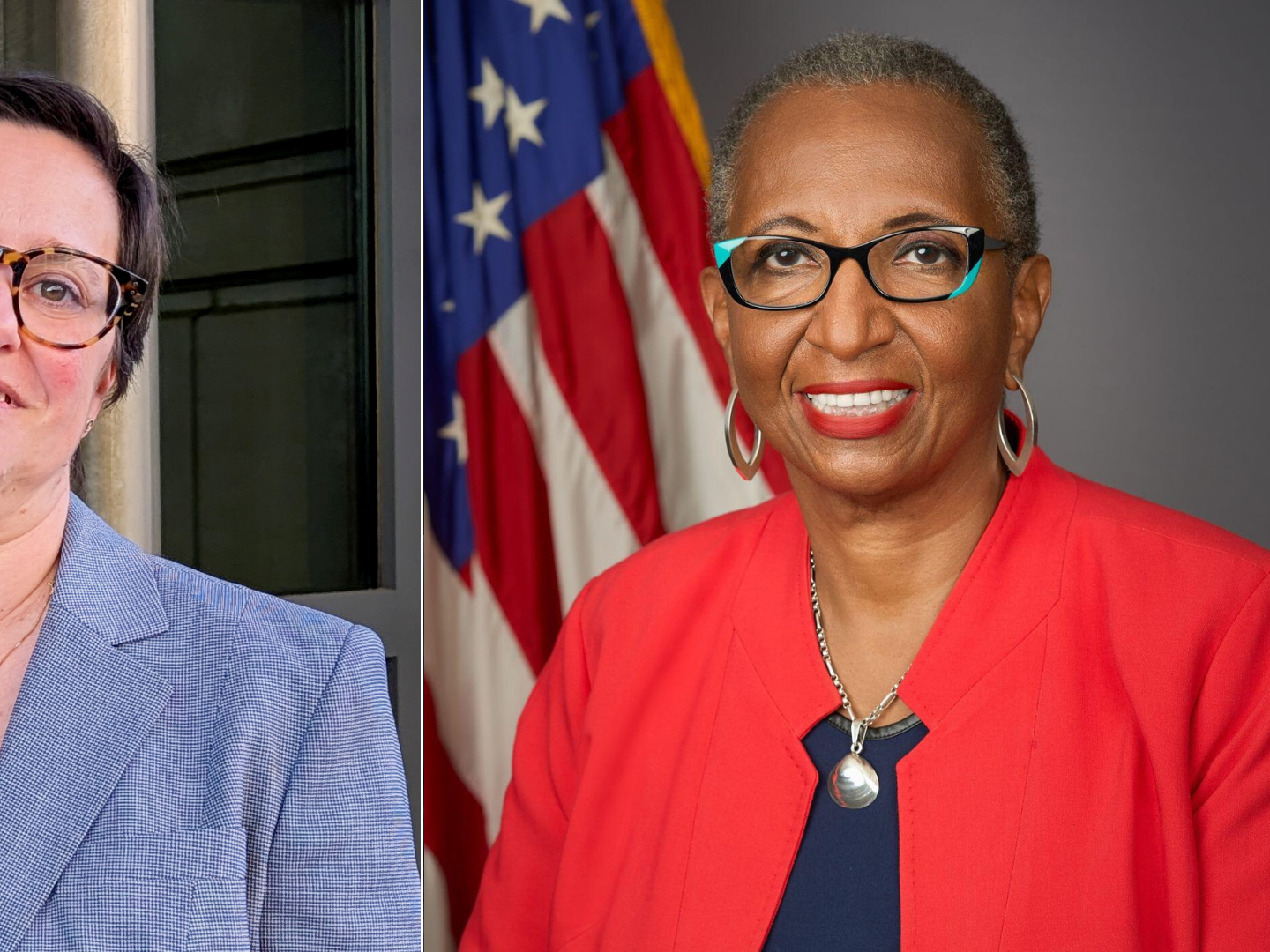 caption: Merit Systems Protection Board member Cathy Harris (left) and National Labor Relations Board member Gwynne Wilcox (right) were fired by President Trump earlier this year.