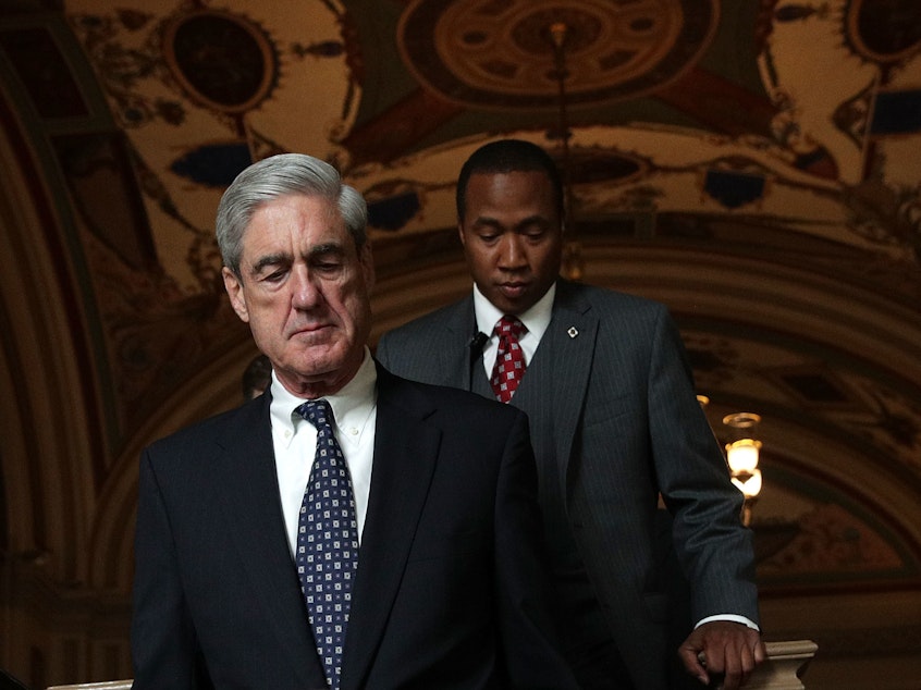 caption: Special counsel Robert Mueller arrives at the U.S. Capitol for closed meeting with lawmakers in June 2017. Mueller is back on Wednesday to testify before two House committees about his findings on election interference in 2016.