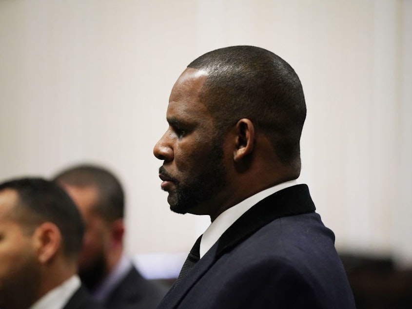 caption: Singer R. Kelly, appearing at a court hearing in Chicago on May 7.