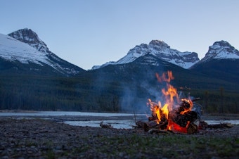 caption: A campfire in the Pacific Northwest. 