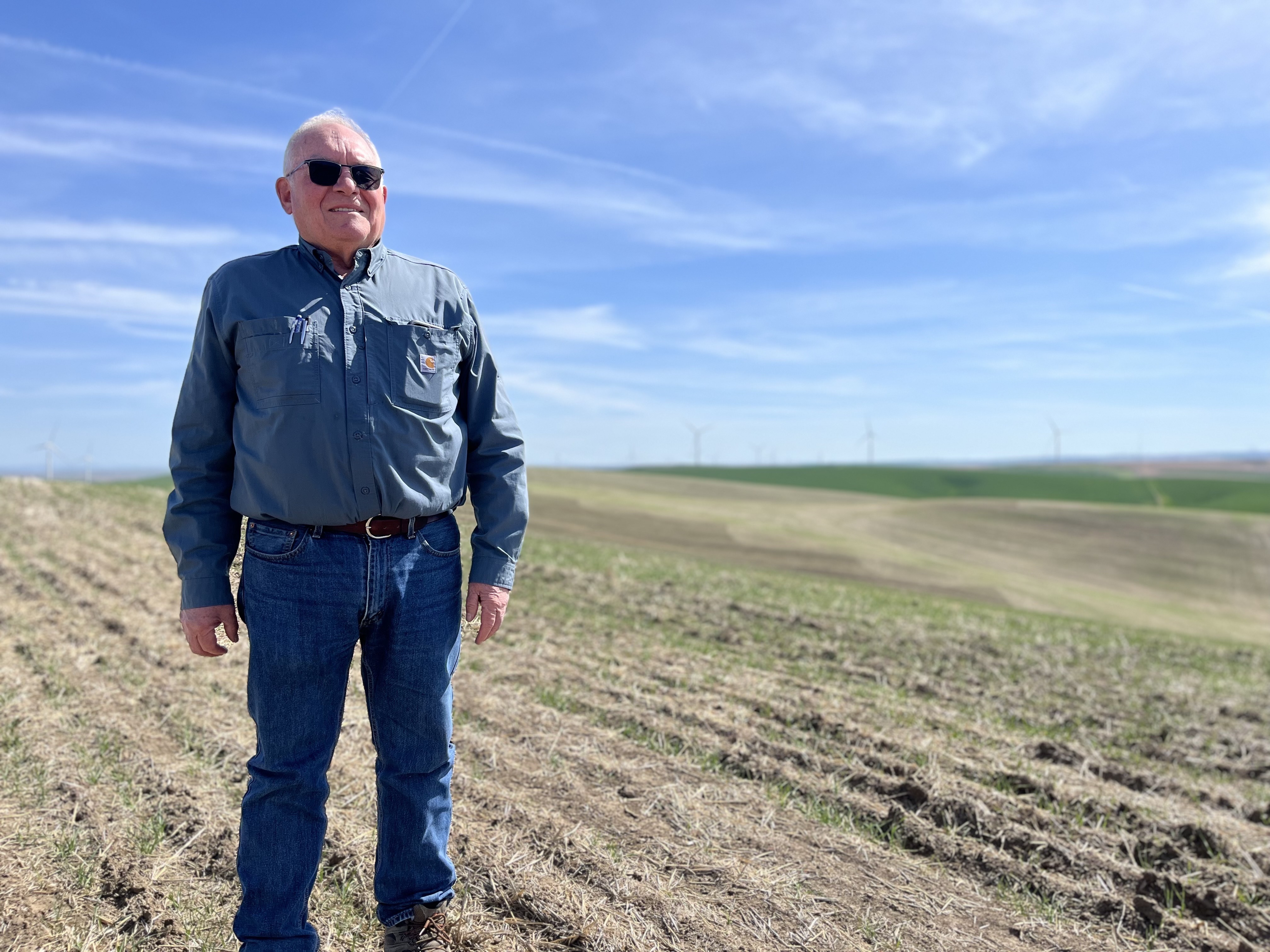 caption: Jim Moyer's great grandfather first started growing wheat in eastern Washington in the 1890s. The farm has been in the family ever since.