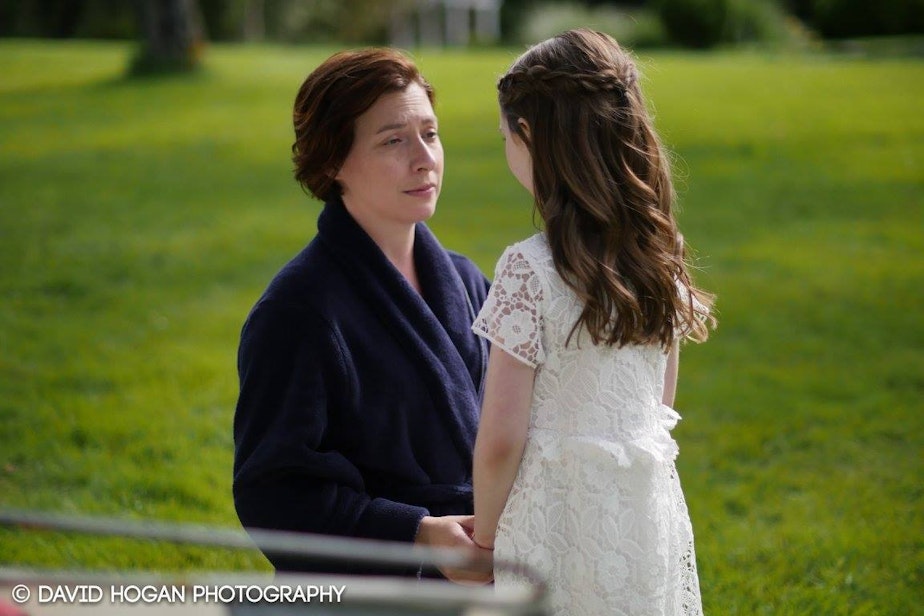 caption: Marie and Grace share a moment in the film, Always.