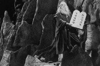 caption: American actor Theodore Roberts as Moses in Cecil B. DeMille's silent version of <em>The Ten Commandments —</em> one of many works from 1923 that entered the public domain on Jan. 1.