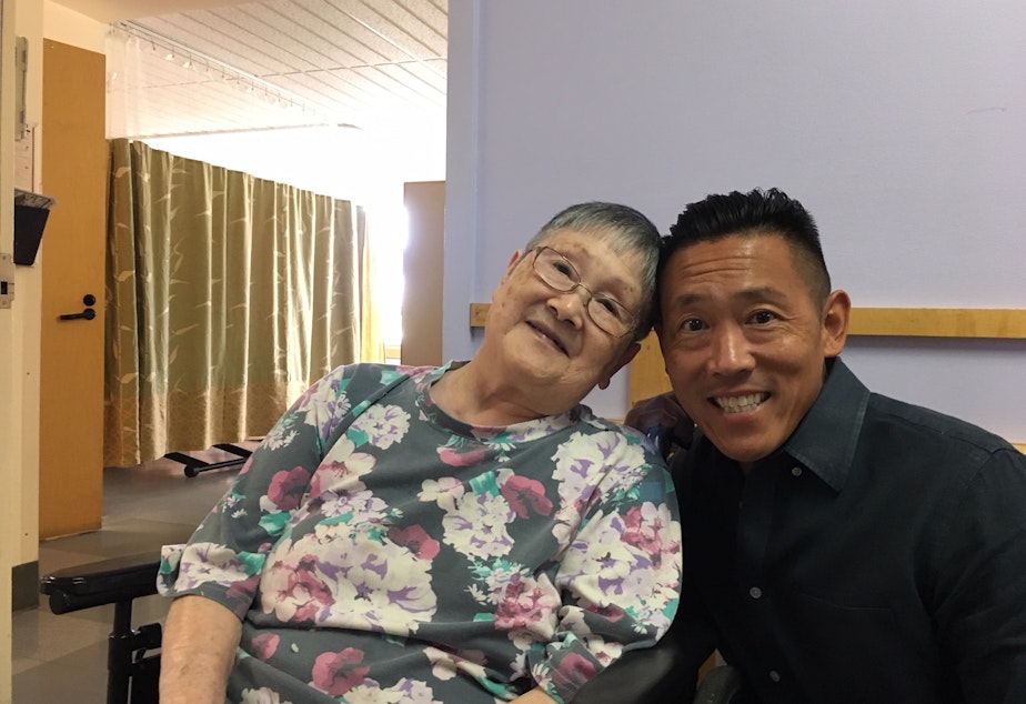 caption: Keith Akada has called more than 30 nursing homes and adult family homes looking for a place to care for his mother Mieko whose nursing home is closing.