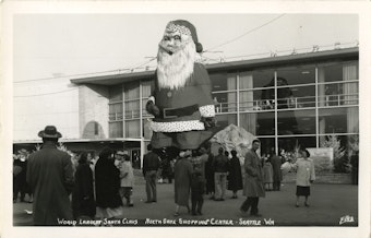 caption: Roguish Northgate Santa, circa 1952