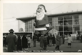 caption: Roguish Northgate Santa, circa 1952