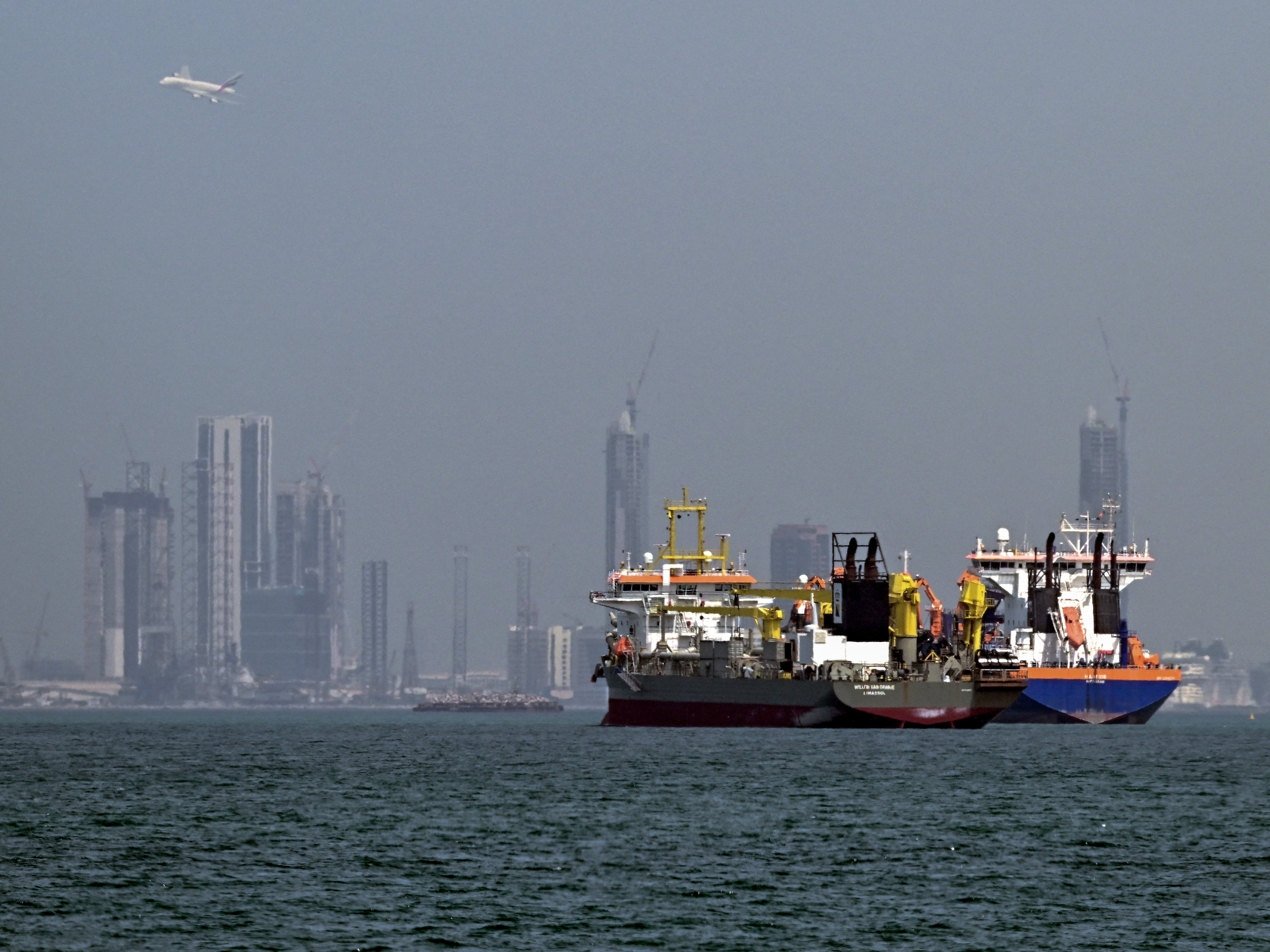 caption: Commercial vessels are pictured offshore in Dubai, United Arab Emirates, on Wednesday, after attacks hit ships in the region.