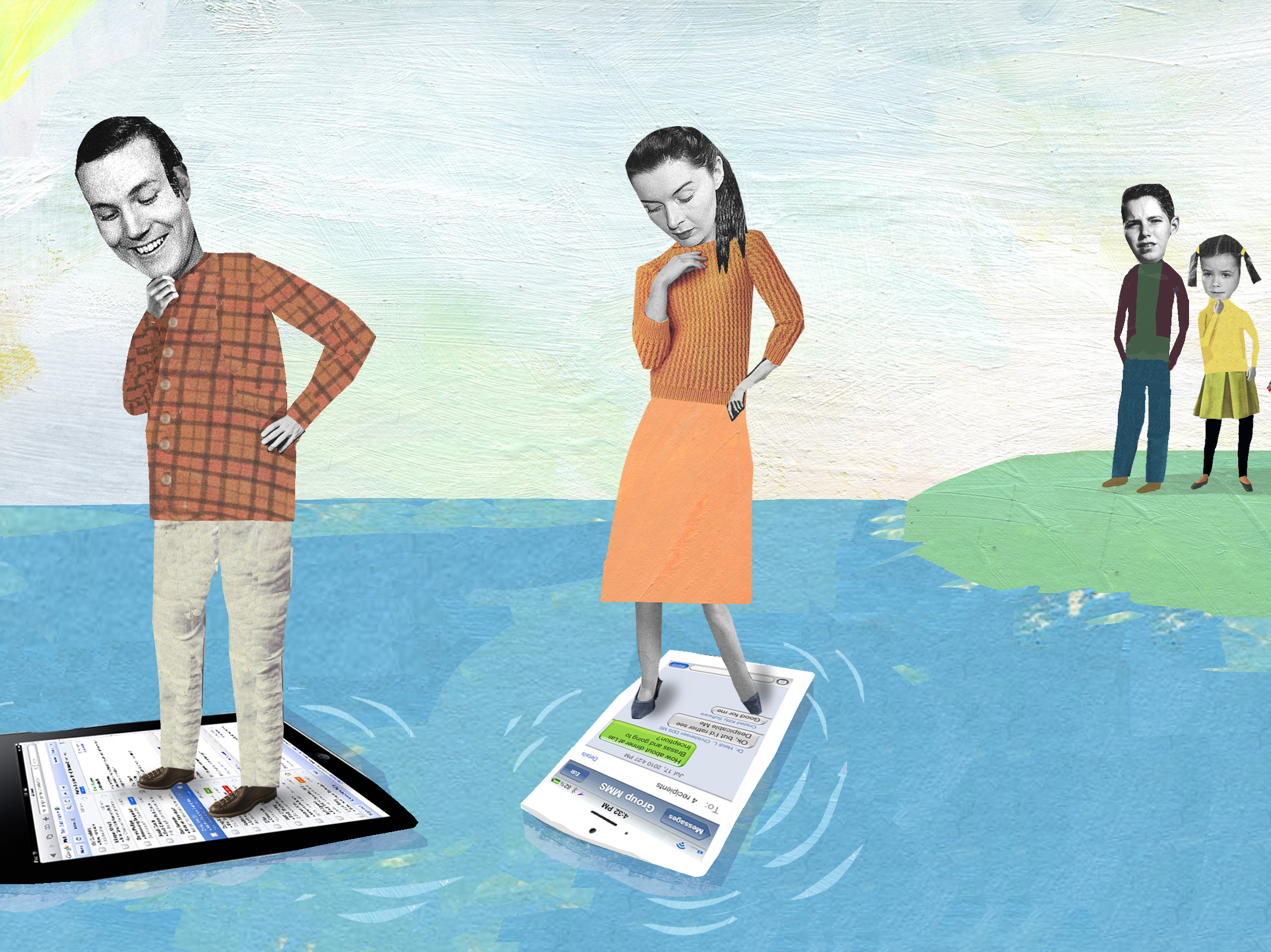 Parents on their phones.