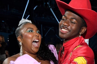 caption: Lizzo and Lil Nas X, both nominees for best new artist at the 2020 Grammys, during the 2019 MTV Video Music Awards on August 26, 2019.