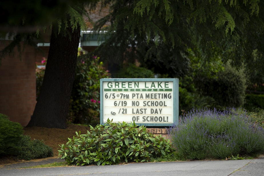 caption: Greenlake Elementary School is shown on Monday, June 3, 2024, in Seattle.