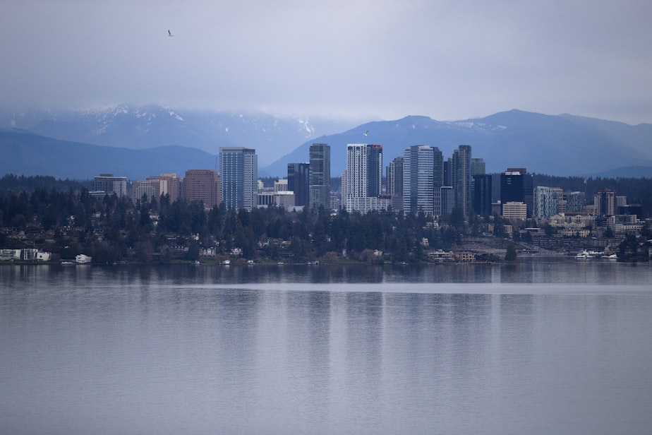 caption: Bellevue is shown on Thursday, Jan. 17, 2019, on the east side of Lake Washington from the Madrona neighborhood in Seattle.
