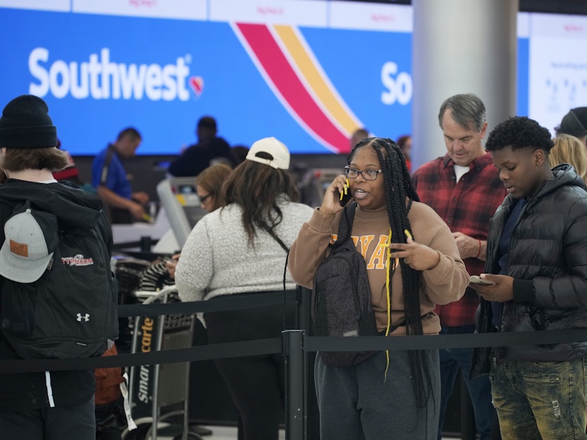 caption: Southwest canceled more than 16,700 flights over several days in late December, leaving thousands of travelers stranded for days. Now lawmakers are attempting to hold airlines to account for disruptions and cancellations with a new Airline Passengers' Bill of Rights.