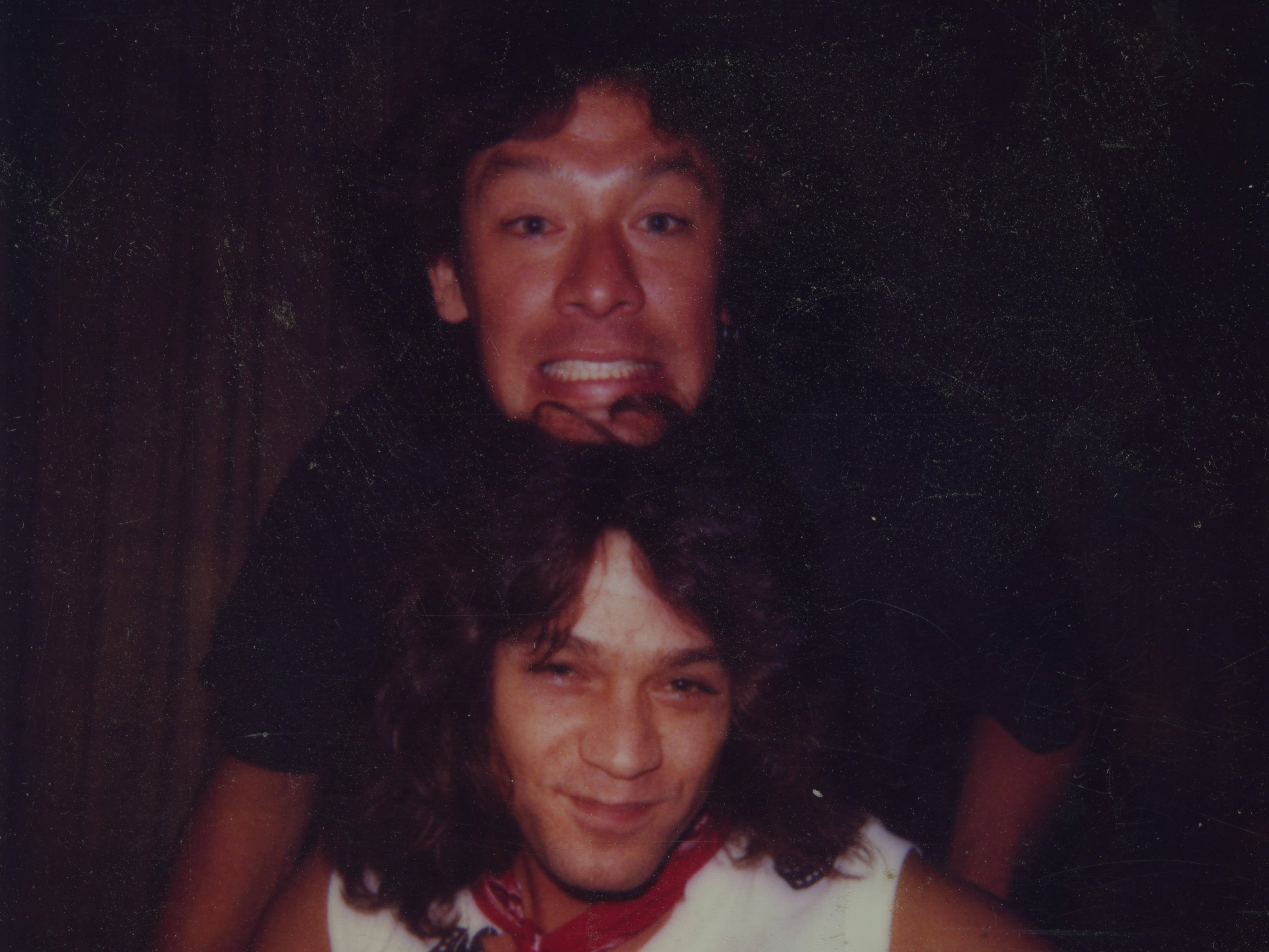 caption: Brothers Alex (top) and Eddie Van Halen in an undated photo.