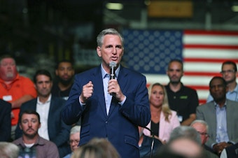 caption: Republican leader Kevin McCarthy, R-Calif., speaks in Monongahela, Pa. on Sept. 23, 2022. McCarthy unveiled a campaign proposal titled "Commitment to America," which includes Republicans climate change and energy policy proposals.