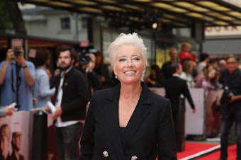 caption: Emma Thompson, shown here at a film premiere last year, has pulled out of the animated film <em>Luck</em>.