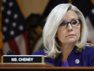 caption: Rep. Liz Cheney, R-Wyo., vice chairwoman of the Select Committee to Investigate the January 6th Attack on the U.S. Capitol, participates in the panel's last public meeting on Dec. 19, 2022 in Washington, D.C.