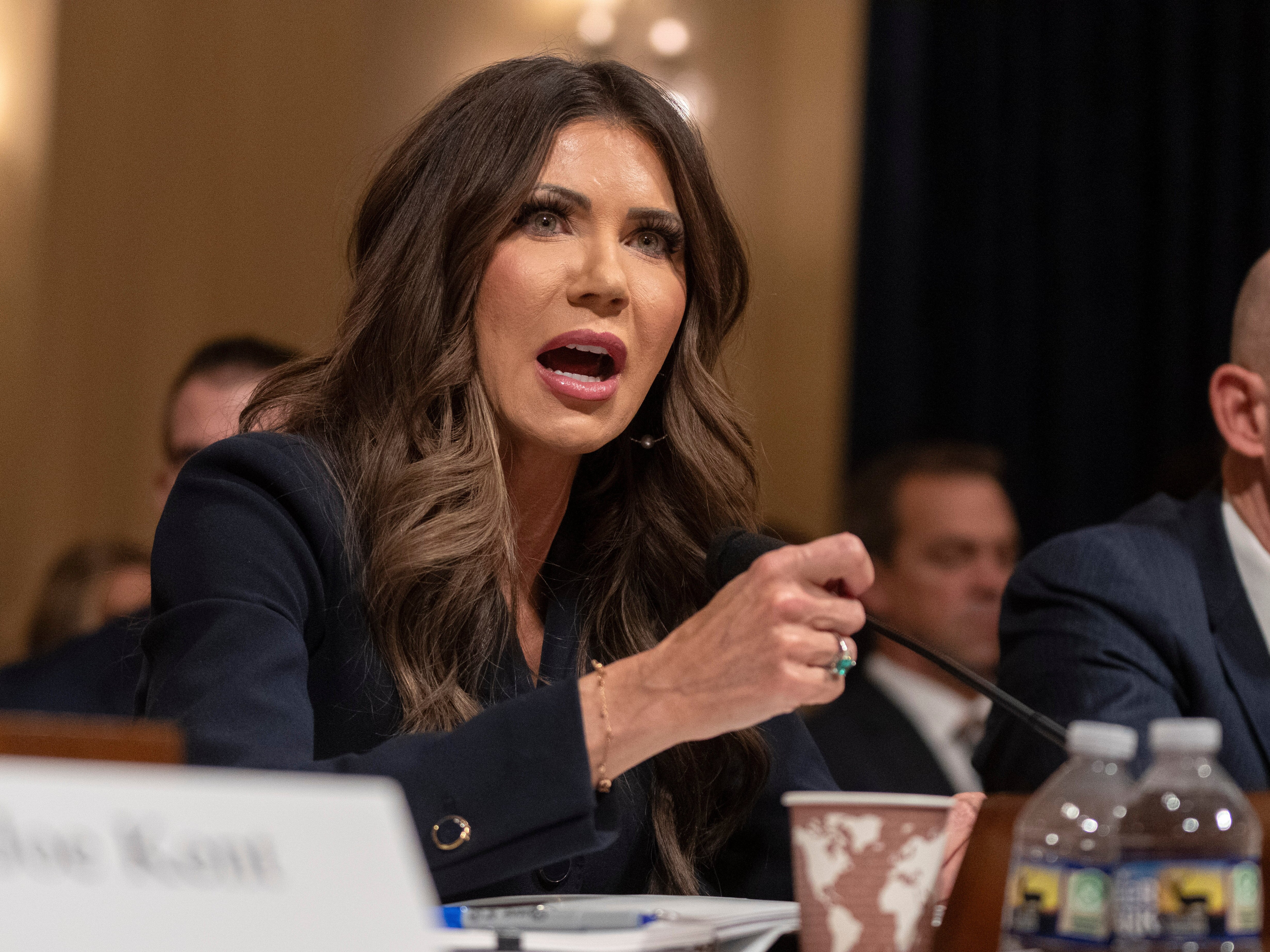 caption: Homeland Security Secretary Kristi Noem appears before the House Committee on Homeland Security on Capitol Hill in Washington, Thursday, Dec. 11, 2025.