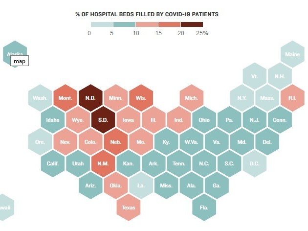 COVID hospitalizations in U.S. states
