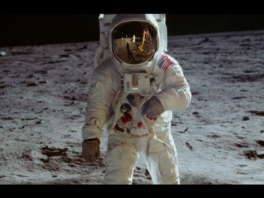 caption: The new documentary <em>Apollo 11 </em>features never-before-seen footage of NASA's most-high profile expedition.