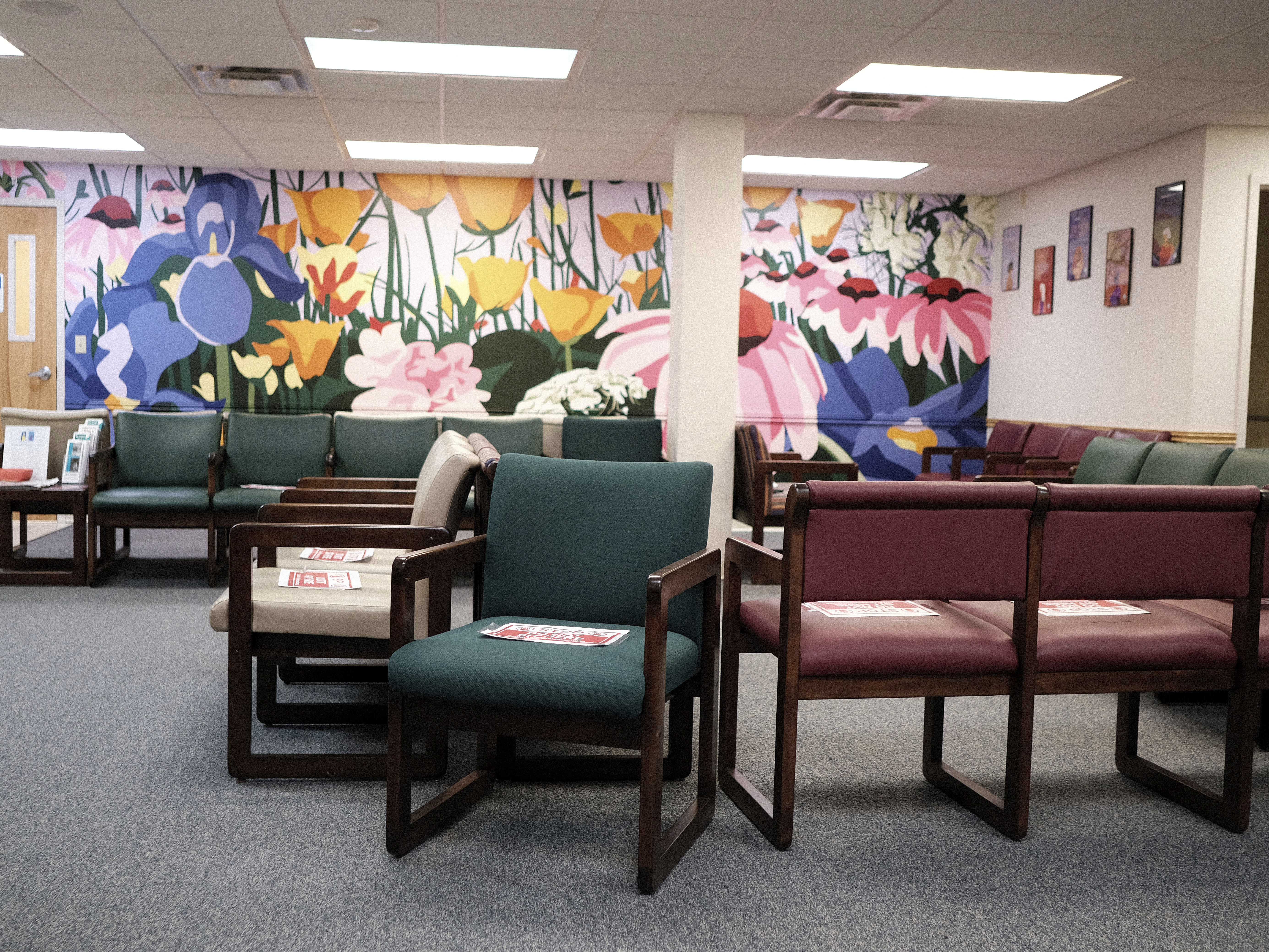 caption: The waiting room at the Women's Health Center of West Virginia in Charleston, W.Va., in February.