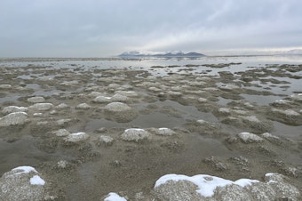 caption: The Great Salt Lake this winter, before spring runoff increased its elevation
