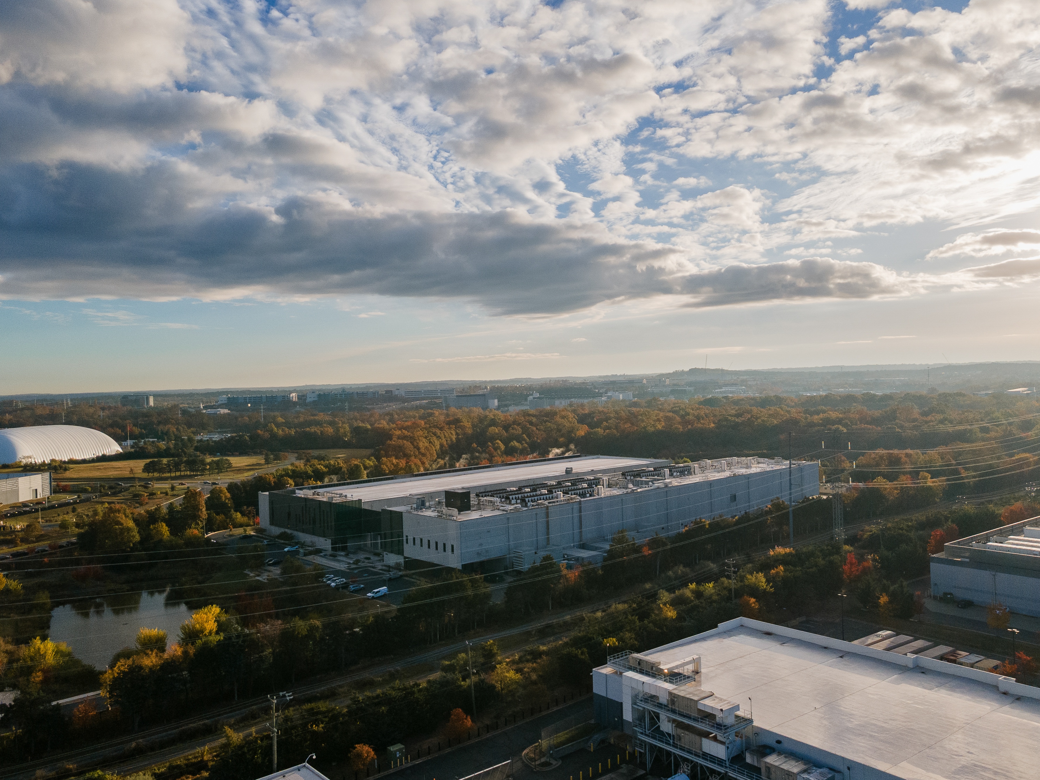 caption: A Meta data center in Ashburn, Va., in 2025. Virginia is the state with the most data centers.