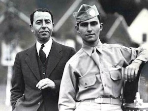 caption: Rod with his father Sam Serling c. 1943.