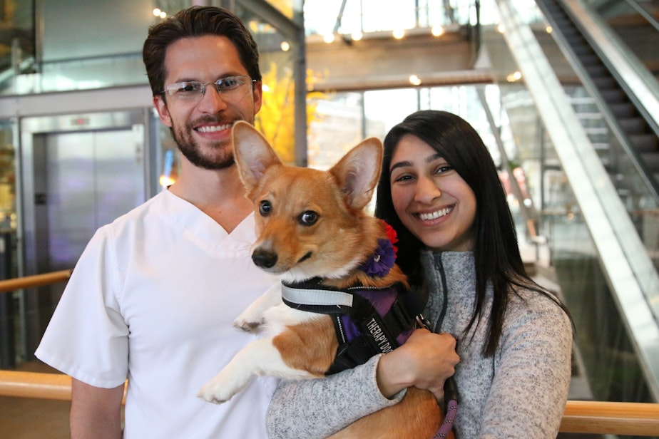 caption: Andrew and Maryam Keller live and work in downtown Bellevue. They commute mostly by foot, and chose their home nearby to allow that lifestyle.