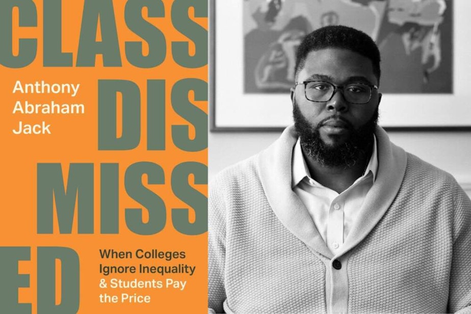 caption: The cover of "Class Dismissed" and author Anthony Abraham Jack. (Courtesy of Princeton University Press and Chris D’Amore)