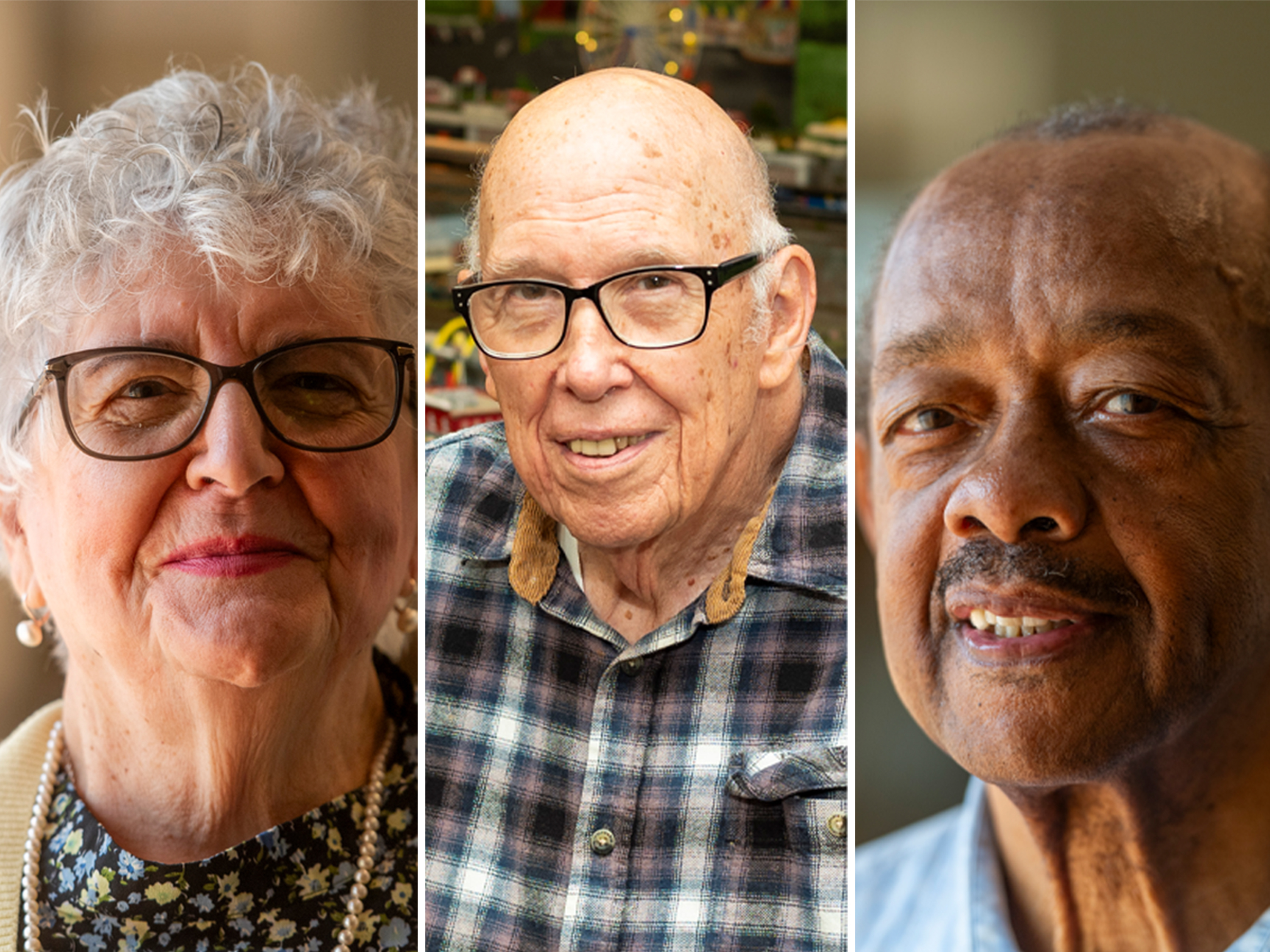 caption: <strong>Left to right:</strong> Rosalie Bablak, 86; David Reckless, 88; John Fuller, 81 at Passavant Community Abundant Life Center in Zelienople, Pa., on Sep. 21, 2023.