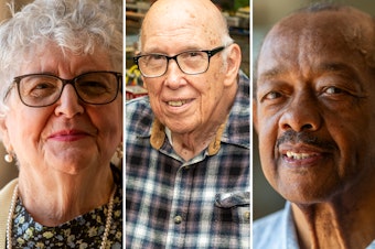 caption: <strong>Left to right:</strong> Rosalie Bablak, 86; David Reckless, 88; John Fuller, 81 at Passavant Community Abundant Life Center in Zelienople, Pa., on Sep. 21, 2023.