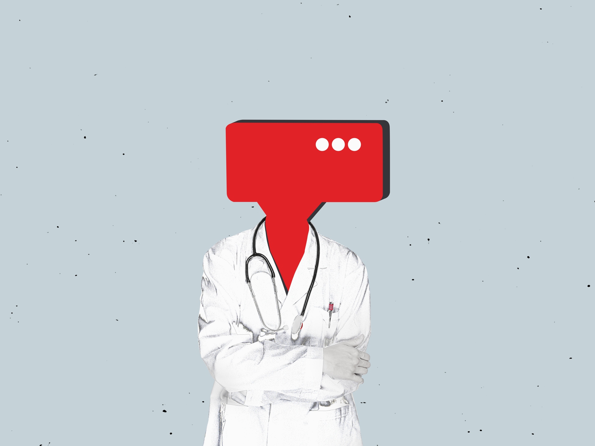 caption: Digital doctor on a free flat design background. Online medical Q&amp;A concept.