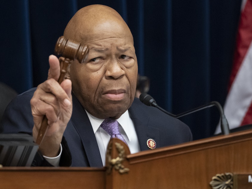 caption: Oversight committee Chairman Elijah Cummings, D-Md., is in a dispute with the Trump administration. He's threatened to hold two Cabinet officials in contempt; DOJ says it's withholding materials.