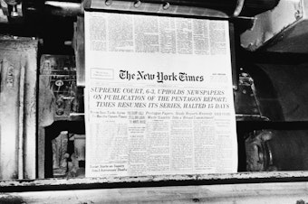 caption: <em>The New York Times</em> resumed publication of its series of articles based on the secret Pentagon Papers in its July 1, 1971 edition, after it was given the green light by the U.S. Supreme Court.