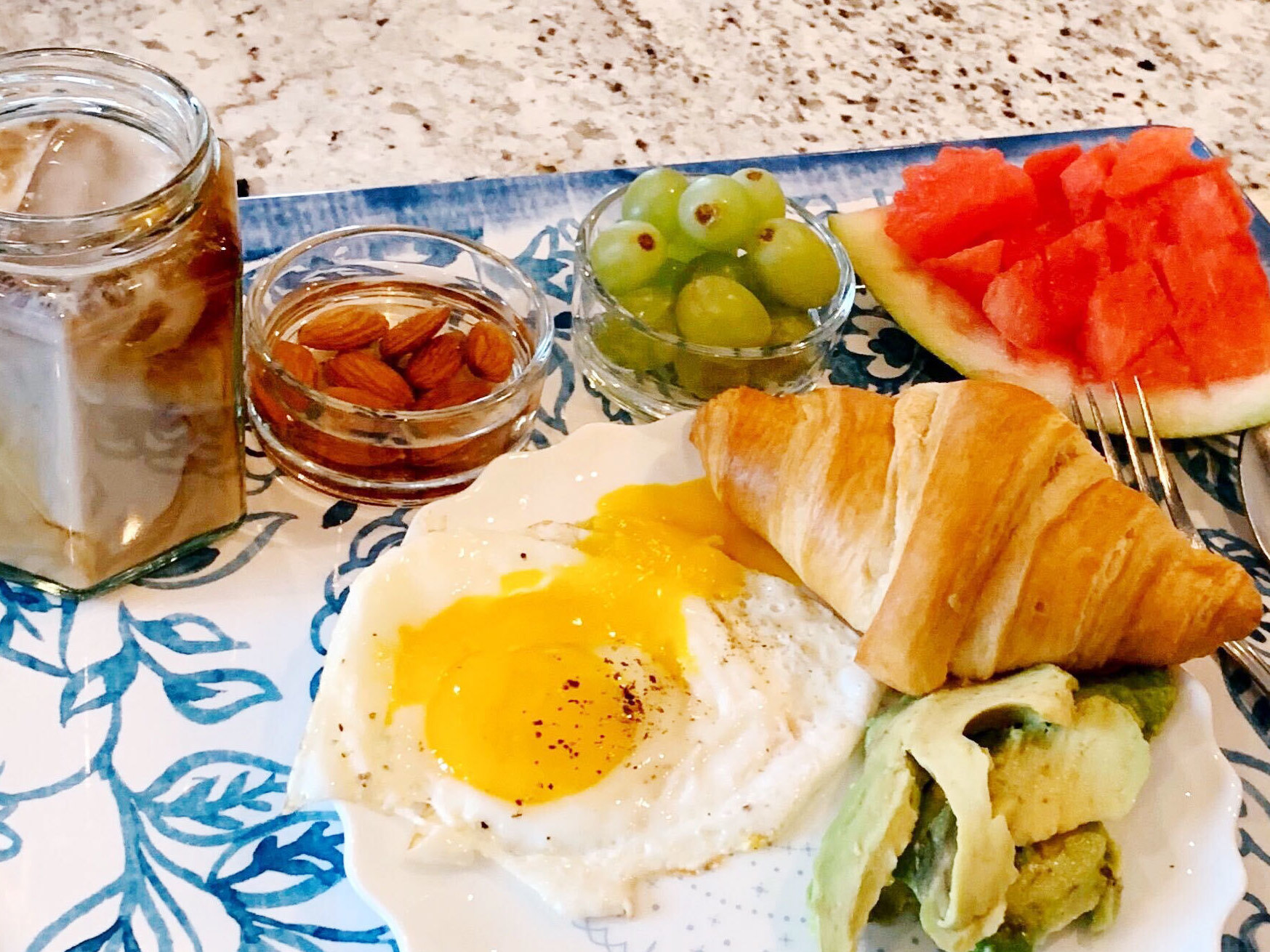 caption: Her first coronavirus quarantine breakfast.