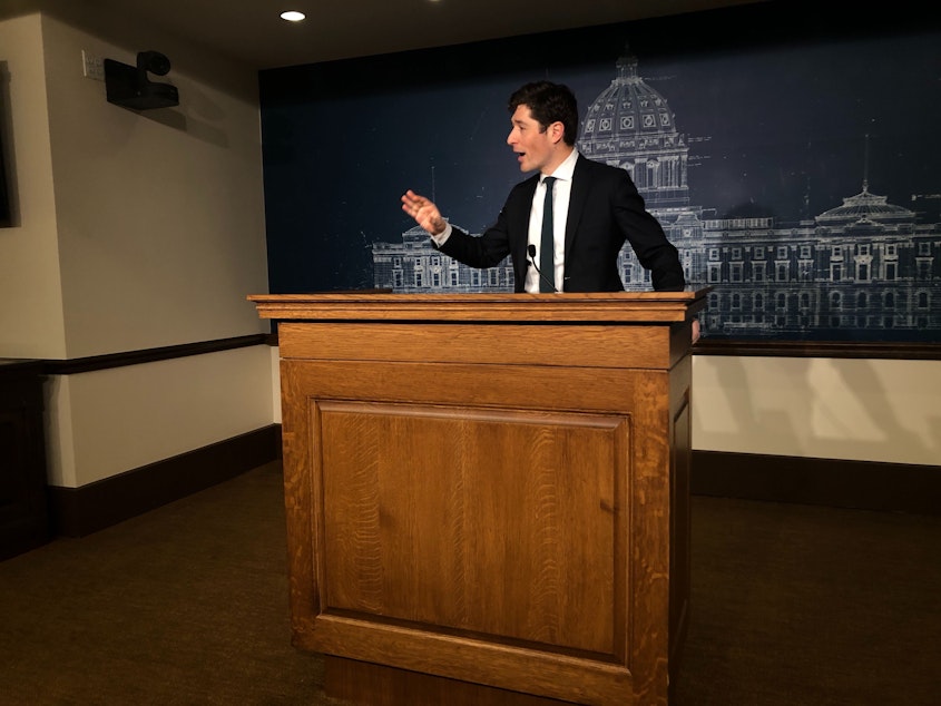 caption: Minneapolis Mayor Jacob Frey, shown here in February, decried the man's death, saying, "All I can come back to is that he should not have died. What we saw was horrible and completely and utterly messed up."