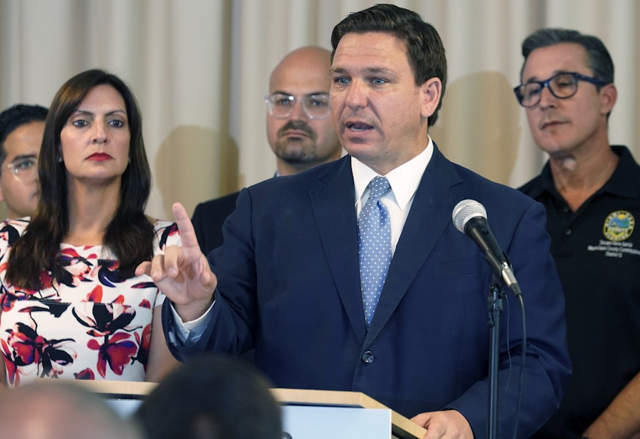 caption: Florida's new "anti-riot" law championed by Republican Gov. Ron DeSantis as a way to quell violent protests is unconstitutional and cannot be enforced, a federal judge ruled Thursday.