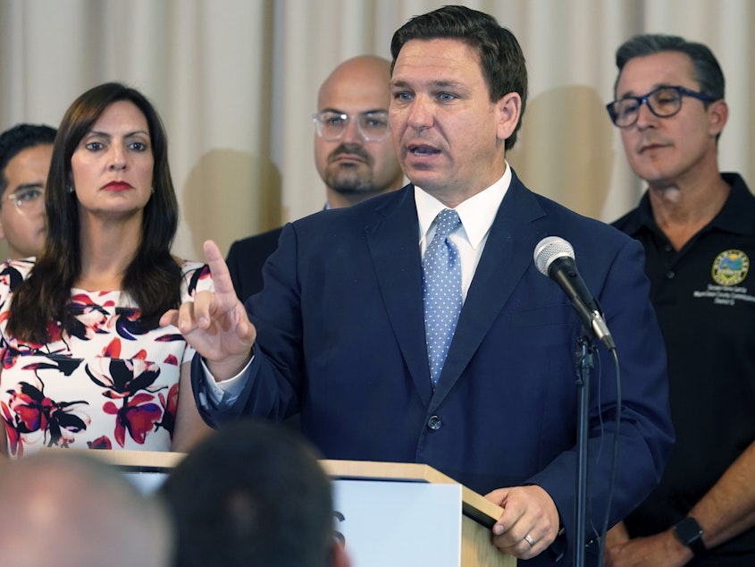 caption: Florida's new "anti-riot" law championed by Republican Gov. Ron DeSantis as a way to quell violent protests is unconstitutional and cannot be enforced, a federal judge ruled Thursday.