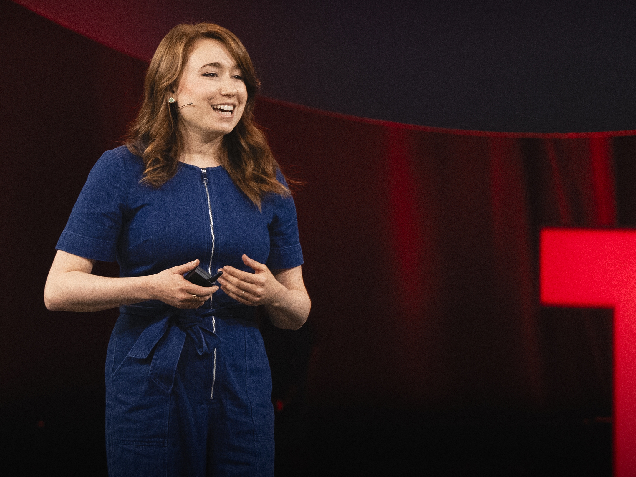 caption: Rhaina Cohen speaks at TEDNext in 2024.