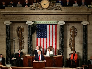 caption: President Trump's State of the Union address laid bare his bitter partisan standoff with Democrats and left little doubt that legislative accomplishments between now and the election will be difficult.