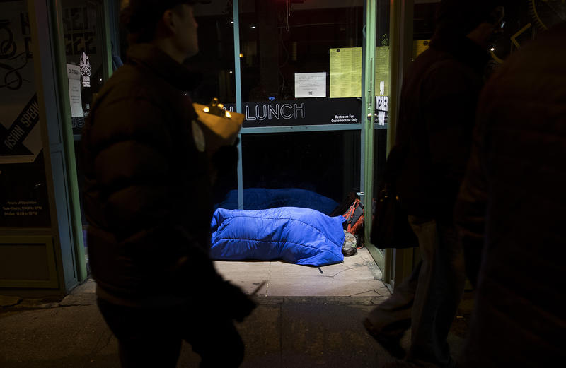 caption: Volunteers count the number of people experiencing homelessness during the annual King County Point-In-Time count on Friday, January 25, 2018, in Pioneer Square.

