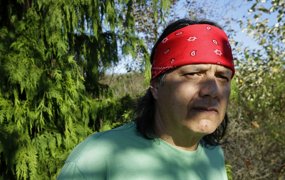 caption: Robert Satiacum, a member of Washington's Puyallup Tribe and a Washington state elector, poses for a photo, Tuesday, Nov. 8, 2016.