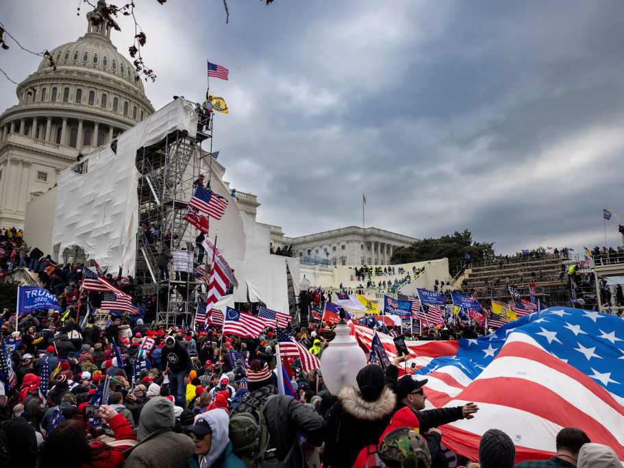 caption: Trump supporters clash with police and security forces as people try to storm the U.S. Capitol on Jan. 6.