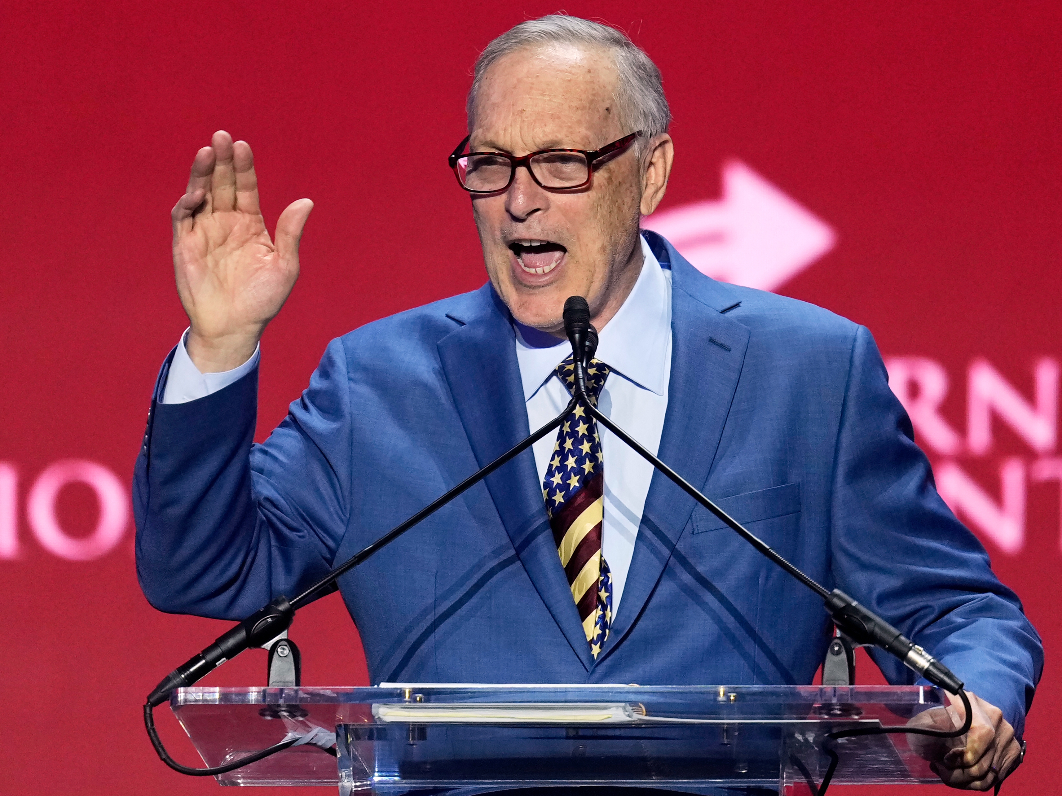 caption: Rep. Andy Biggs, R-Ariz., speaks at a Turning Point USA event in Phoenix on April 17. Biggs, who is running for governor in Arizona, voted not to certify the 2020 election as a member of the U.S. House.