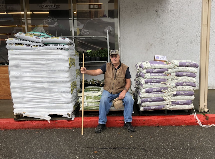 caption: Jerry in Belfair, Washington in Mason County. Jerry, who didn't give his last name, said the deeply divided nature of Mason County has bothered him lately. He said he can't talk politics with family and friends anymore.