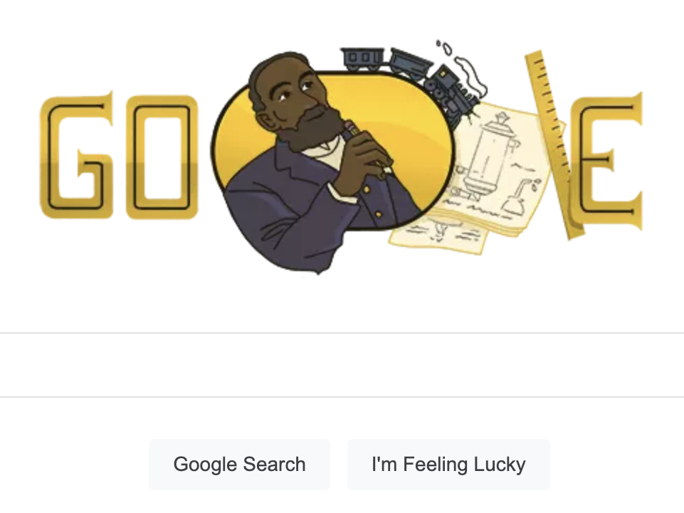 caption: Google doodle honoring inventor Elijah McCoy.
