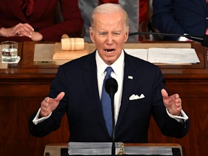 caption: President Biden delivers the 2023 State of the Union address.