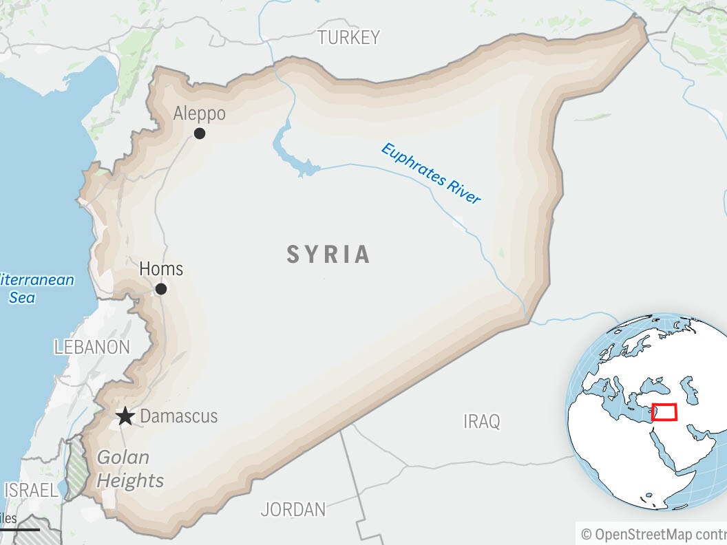 caption: This is a locator map for Syria with its capital, Damascus.