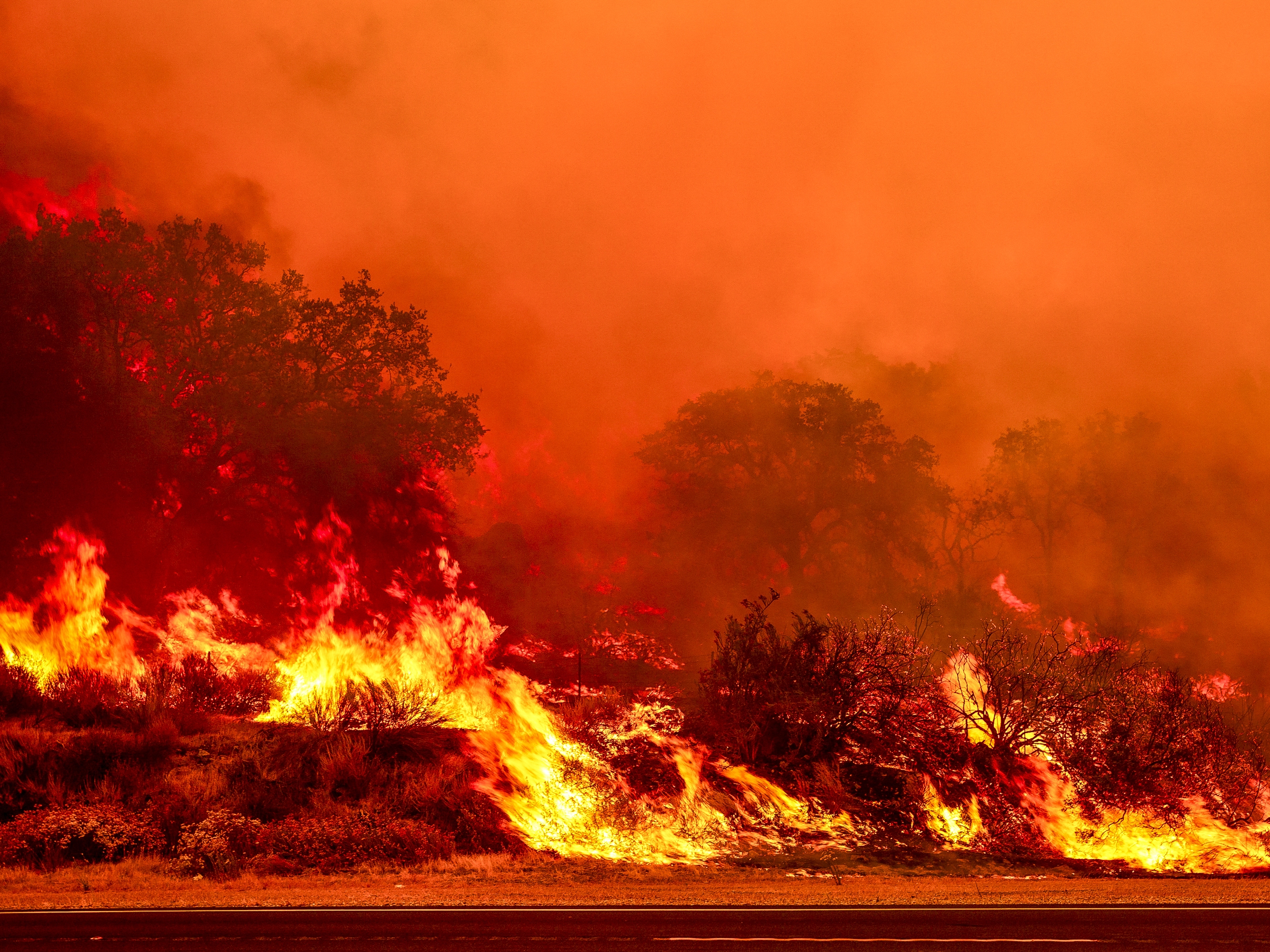 caption: The Gifford Fire, the largest fire to burn in California so far this year, started near a road. Research shows wildfires are more likely to start within 50 feet of a road than they are farther out.